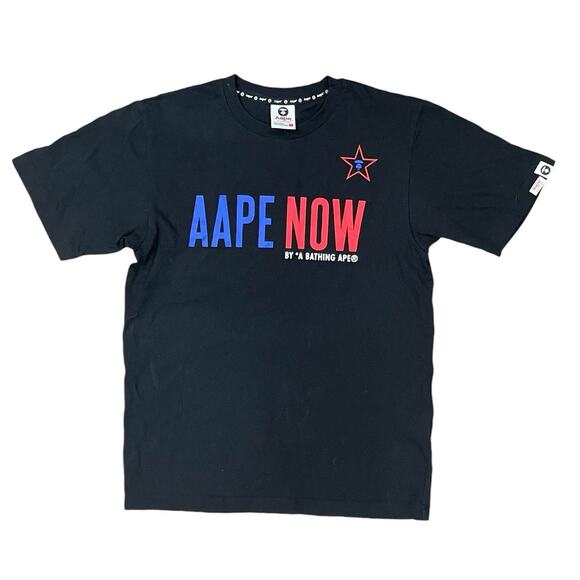 Bape Aape By A Bathing Ape Unvs Universe Tee Shirt Sz Small Black Red Blue Camo - Picture 2 of 8